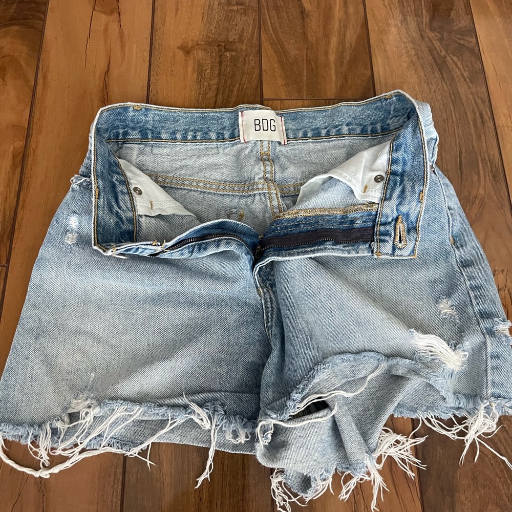 BDG Distressed Light Blue Jean Shorts